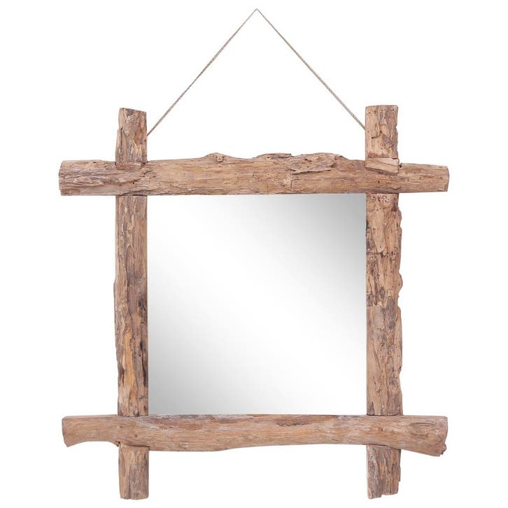 vidaXL Spiegel houtblokken70x70 cm gerecycled teakhout, Huis en Inrichting, Woonaccessoires | Spiegels, Nieuw, Verzenden