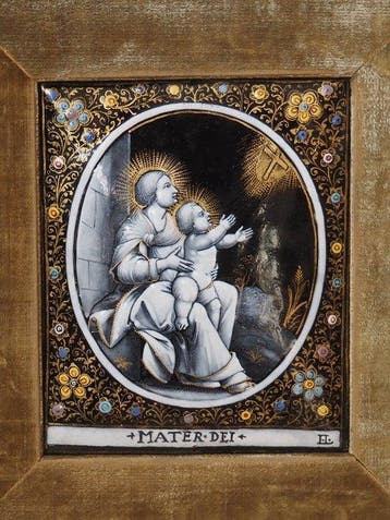 Emailleplaat Madonna met Kind, Laudin - Plaque - Emaille