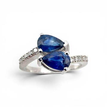 Sans prix de réserve - Bague Argent - Saphir, Diamants