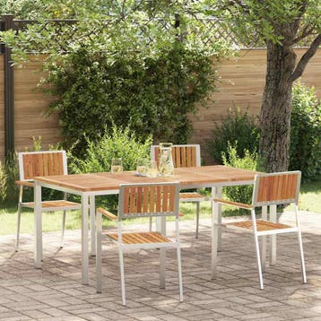 vidaXL Buiten Eettafel Set 5 st 180 x 90 x 75 cm, Jardin & Terrasse, Tables de jardin, Verzenden