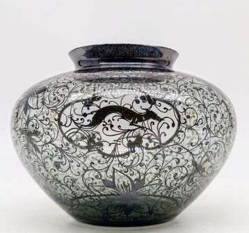 Vase - Verre - Vase plaqué argent