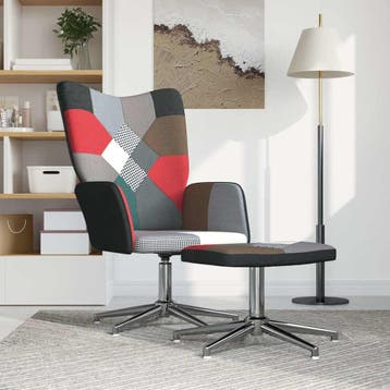 vidaXL Relaxstoel met voetenbank patchwork stof, Maison & Meubles, Verzenden