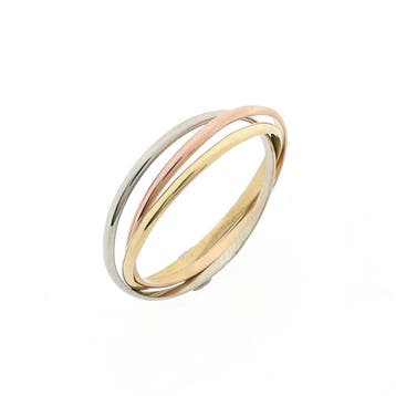 Tricolor gouden trinity ring, Handtassen en Accessoires, Ringen, Gebruikt, 20 of groter, Ophalen of Verzenden, Dame