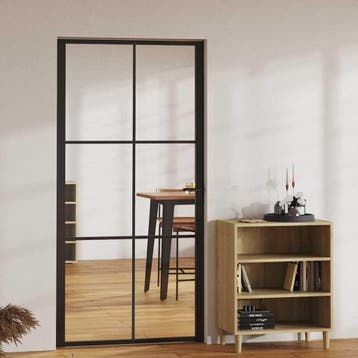 vidaXL Binnendeur 102,5x201,5 cm ESG-glas en aluminium zwart, Verzenden, Nieuw