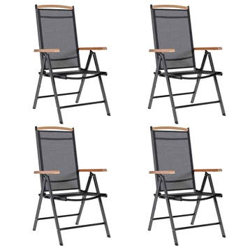 vidaXL Opklapbare stoelen, 4 stuks, aluminium en textiel,, Verzenden, Nieuw