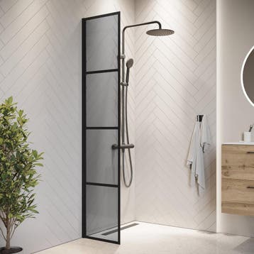 Douchewand Essos 40 x 200 cm Zwart – Inloopdouche 8 mm, Verzenden