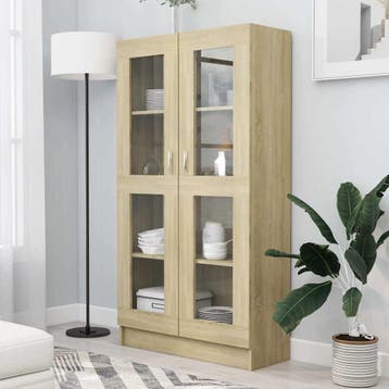 vidaXL Vitrinekast 82,5x30,5x150 cm bewerkt hout sonoma, Verzenden, Nieuw