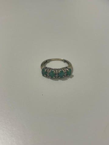 Zonder minimumprijs - Ring - 18 karaat Witgoud Smaragd, Nieuw