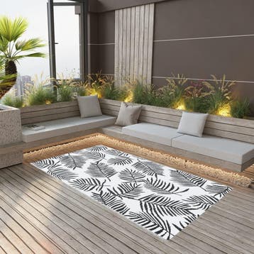 vidaXL Buitenkleed ARAKIL 160x230 cm PP wit en zwart, Verzenden