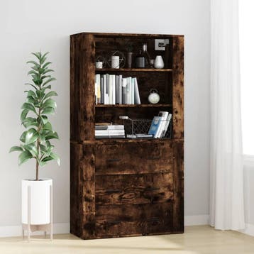 vidaXL Hoge kast bewerkt hout gerookt eikenkleurig, Verzenden, Nieuw