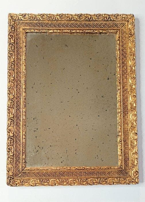 Spiegel - Hout, Goud, Glas - H : 39,5 cm, Antiquités & Art, Antiquités | Autres Antiquités