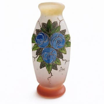 Art Nouveau JEM Vase – Enamelled Satin Glass – France c.1910