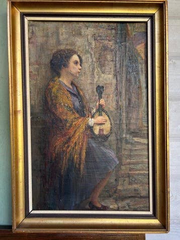 Hubert Coeck (1871-1944) - Ragazza con mandolino