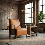Leren fauteuil Glory - Vintage Cognac (cognac), Huis en Inrichting, Fauteuils, Nieuw, Ophalen of Verzenden, 50 tot 75 cm, Industrieel, Modern
