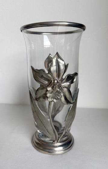 Vaas - Glas & 95% zilvertin - “Orchid-vase”