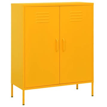 vidaXL Opbergkast 80x35x101,5 cm staal mosterdgeel, Verzenden, Nieuw