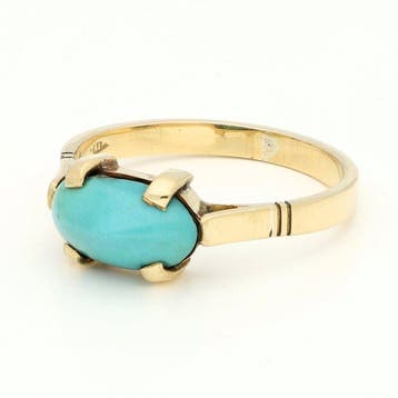 Ring - 18 karaat Geel goud Turquoise