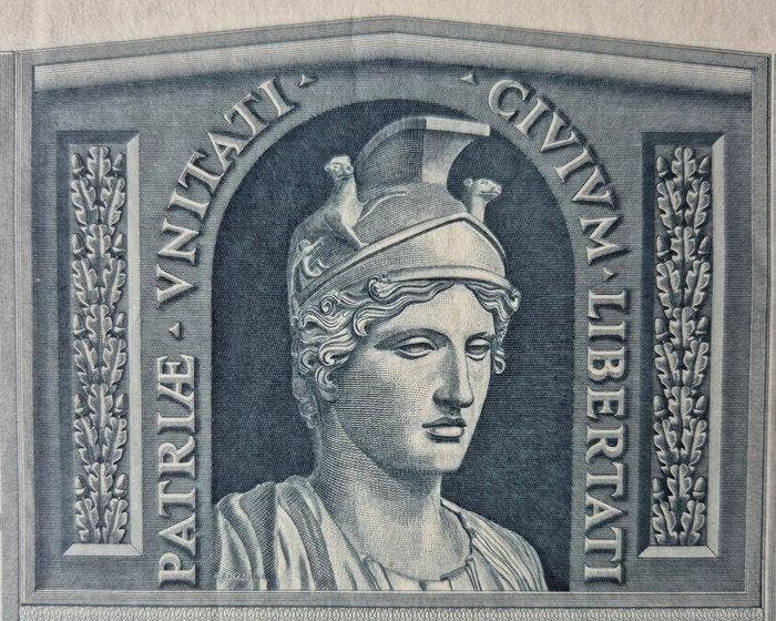 Italië. 1000 Lire - State bond 5% Public Debt 1936 (Zonder, Antiek en Kunst, Antiek | Speelgoed