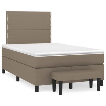 vidaXL Boxspring met matras stof taupe 120x190 cm, Verzenden
