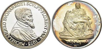 Ar-medaille 1975 Moderne medaille Michelangelo 1475 +1564, Verzenden