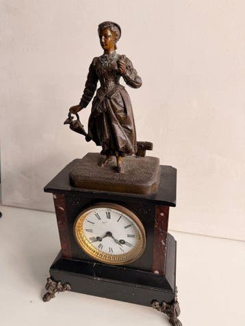 Figurale pendule - Marmer, Messing - 1850-1900, Antiek en Kunst