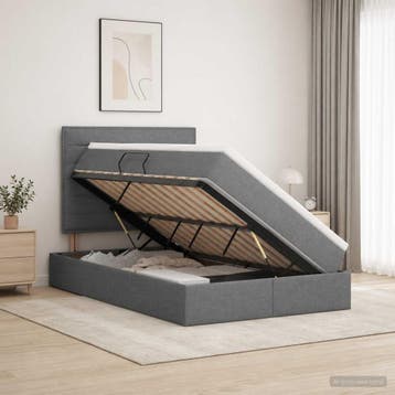 vidaXL LED opbergbed met matras Donkergrijs 120 x 200 cm, Verzenden