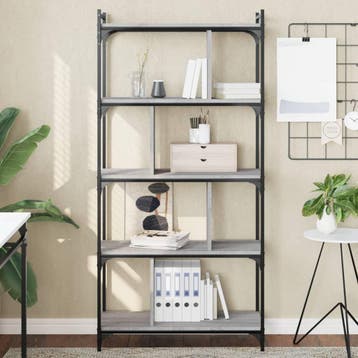 vidaXL Boekenkast 5-laags 76x32x158 cm bewerkt hout grijs, Verzenden