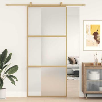 vidaXL Schuifdeur 90x205 cm mat ESG-glas en aluminium, Verzenden, Nieuw