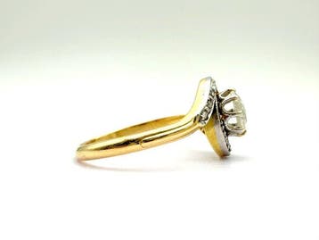 Zonder minimumprijs - Ring - 18 karaat Geel goud, Platina