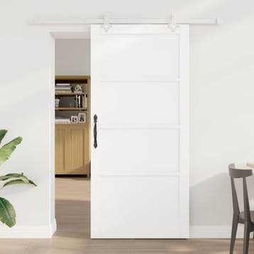 vidaXL Schuifdeur 93 x 202 cm Bewerkt hout Wit, Verzenden, Nieuw