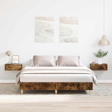 vidaXL Bedframe zonder matras 140x200 cm spaanplaat gerookt, Verzenden, Nieuw