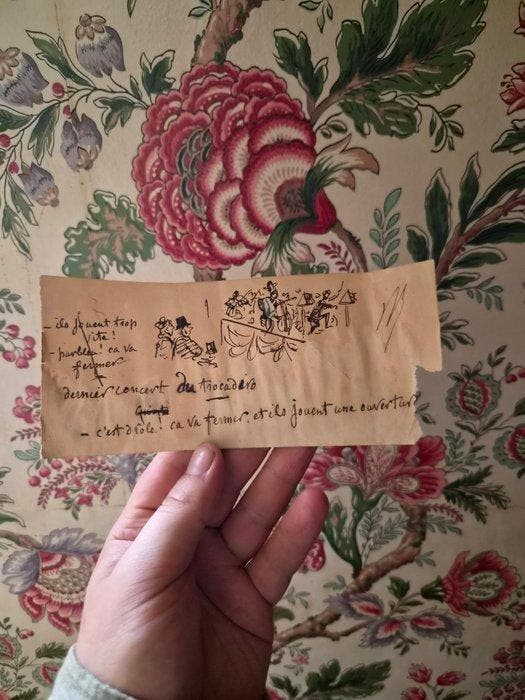 Document - Dessin ancien Cham (Amédée de Noé) – Trocadéro –, Verzamelen, Film en Tv