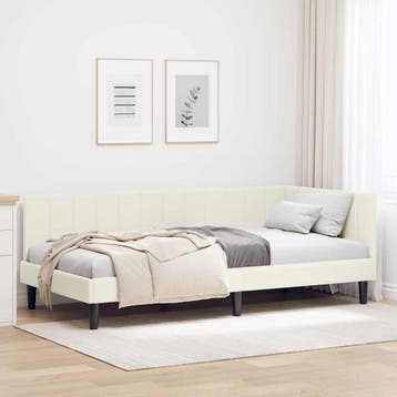 vidaXL Hoek Bed Frame met hoofdeinde Crème 90 cm x 190 cm, Maison & Meubles, Chambre à coucher | Lits, Verzenden