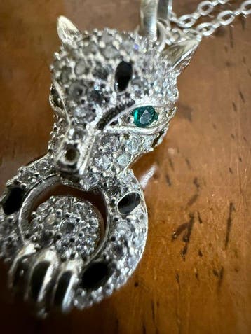 Zonder minimumprijs - Halsketting Zilver - Panter-hanger, Nieuw