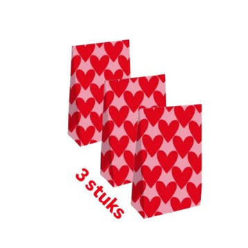 3 Giftbag hartjes XL - roze - rood - liefde - valentijn, Verzenden, Cadeauzakje