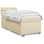 vidaXL Boxspring met matras stof crèmekleurig 80x200 cm, Verzenden