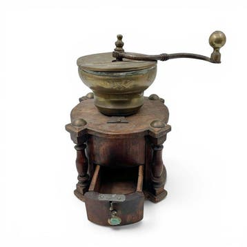 Koffiemolen - Hout, Metaal - Handkoffiemolen, Antiek en Kunst