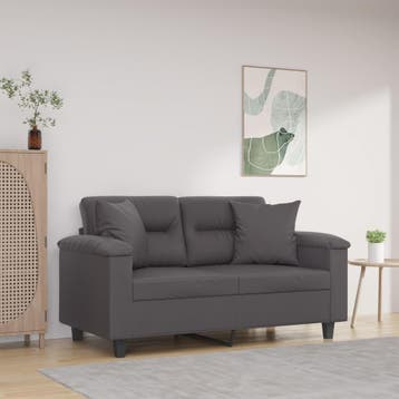 vidaXL Tweezitsbank met sierkussens 120 cm kunstleer grijs, Verzenden, Nieuw