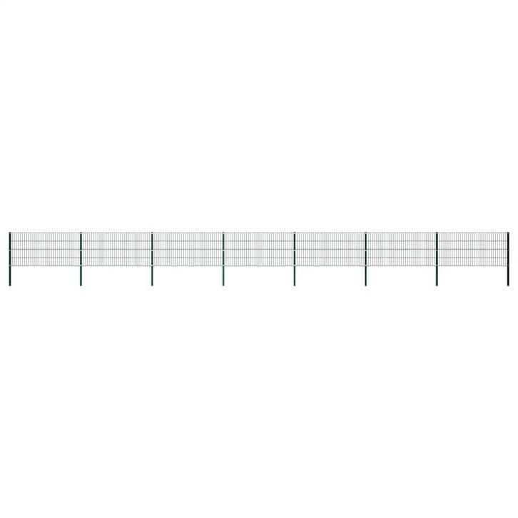 vidaXL Schuttingpaneel met palen ijzer 1212x80 cm groen, Tuin en Terras, Tuinhekken en Hekwerk, Nieuw, Verzenden