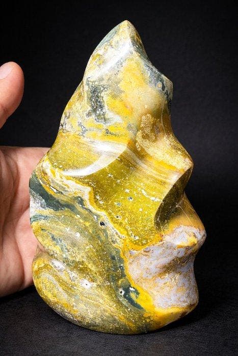 Gepolijste Ocean Jasper-vlam Featuring - Kleurrijk patroon -, Collections, Minéraux & Fossiles