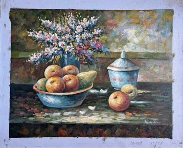 Europese school (XX) - Elegant Still Life with Fruit Bowl