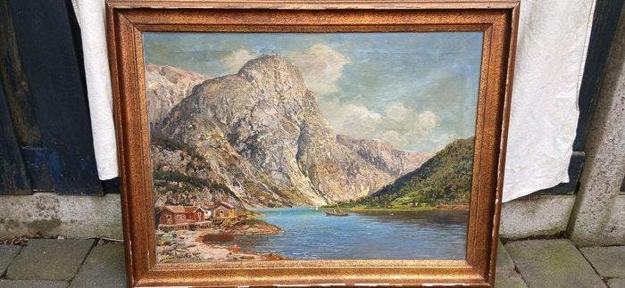 Johann Holmstedt (1851-1929) - Fjorden, Antiek en Kunst, Kunst | Schilderijen | Klassiek