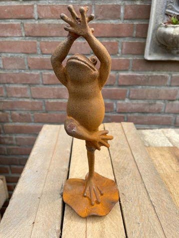 Sculpture, Yoga kikker - 24 cm - Fonte