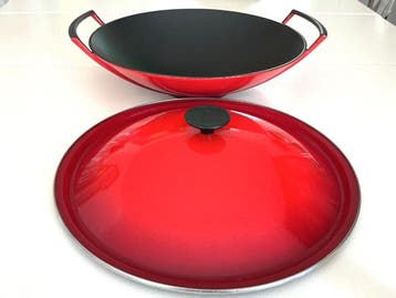 Le Creuset France WOK - Grote Roodkleurige geëmailleerde