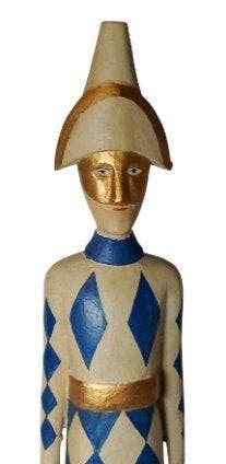 Snijwerk, Arlequin sculpté et peint a la main - 47 cm - Hout