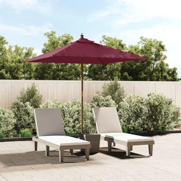 vidaXL Parasol met houten paal 198x198x231 cm bordeauxrood, Verzenden, Nieuw