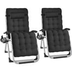 tectake Ligbed Cloud inklapbaar, traploos verstelbaar - zwar, Verzenden, Nieuw