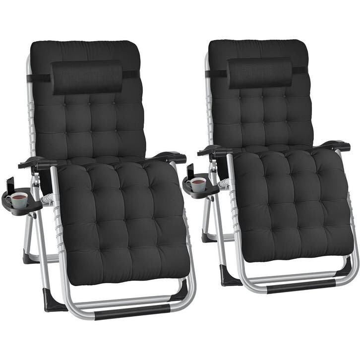 tectake Ligbed Cloud inklapbaar, traploos verstelbaar - zwar, Tuin en Terras, Overige Tuin en Terras, Verzenden