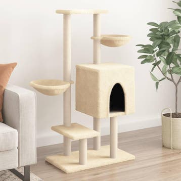 vidaXL Kattenmeubel met sisal krabpalen 117 cm crèmekleurig, Verzenden