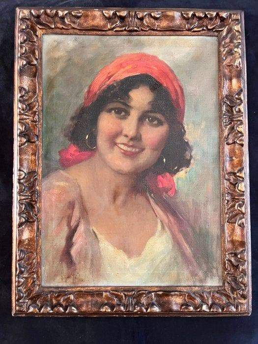 Italiaanse school (XX) - Ritratto di fanciulla, Antiquités & Art, Art | Peinture | Classique